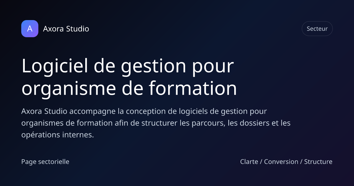 Logiciel de gestion pour organisme de formation